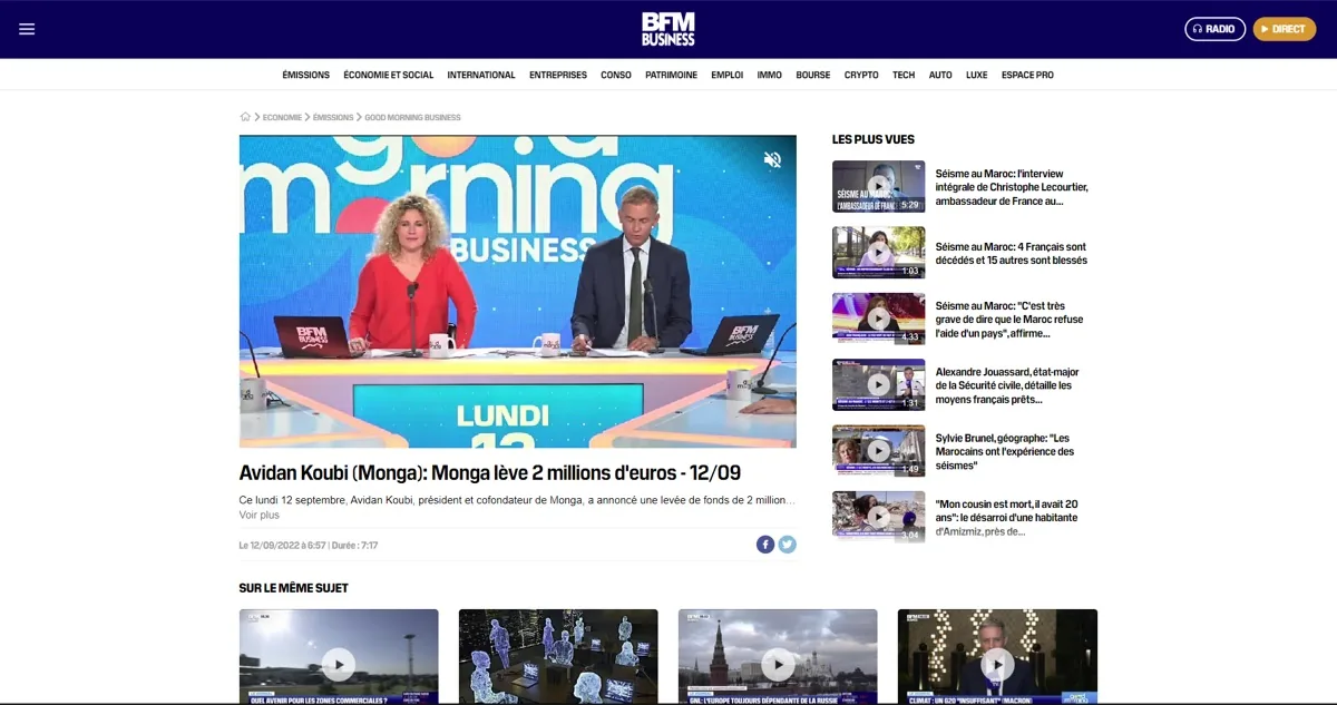 Monga x BFM Business: Avidan Koubi (Monga): Monga raises €2 million