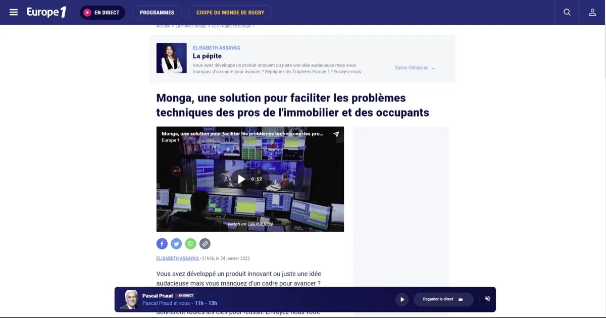 Monga x Europe 1: Monga, a solution to help real estate professionals and occupants solve their technical problems