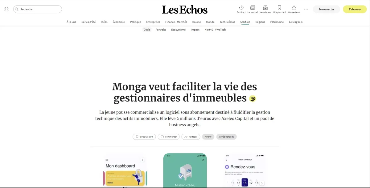 Monga x Les Echos: Monga aims to make life easier for building managers